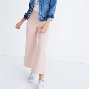 Madewell Pink Emmitt Wide Leg Crop Pants High Rise Cotton Twill Jeans SZ 27